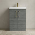 [BALARN503AH017] Balterley Level Contemporary Bathroom Floor Standing 2-Door Vanity Unit & Mid-Edge Basin, Anthracite Woodgrain, 600mm - Silo