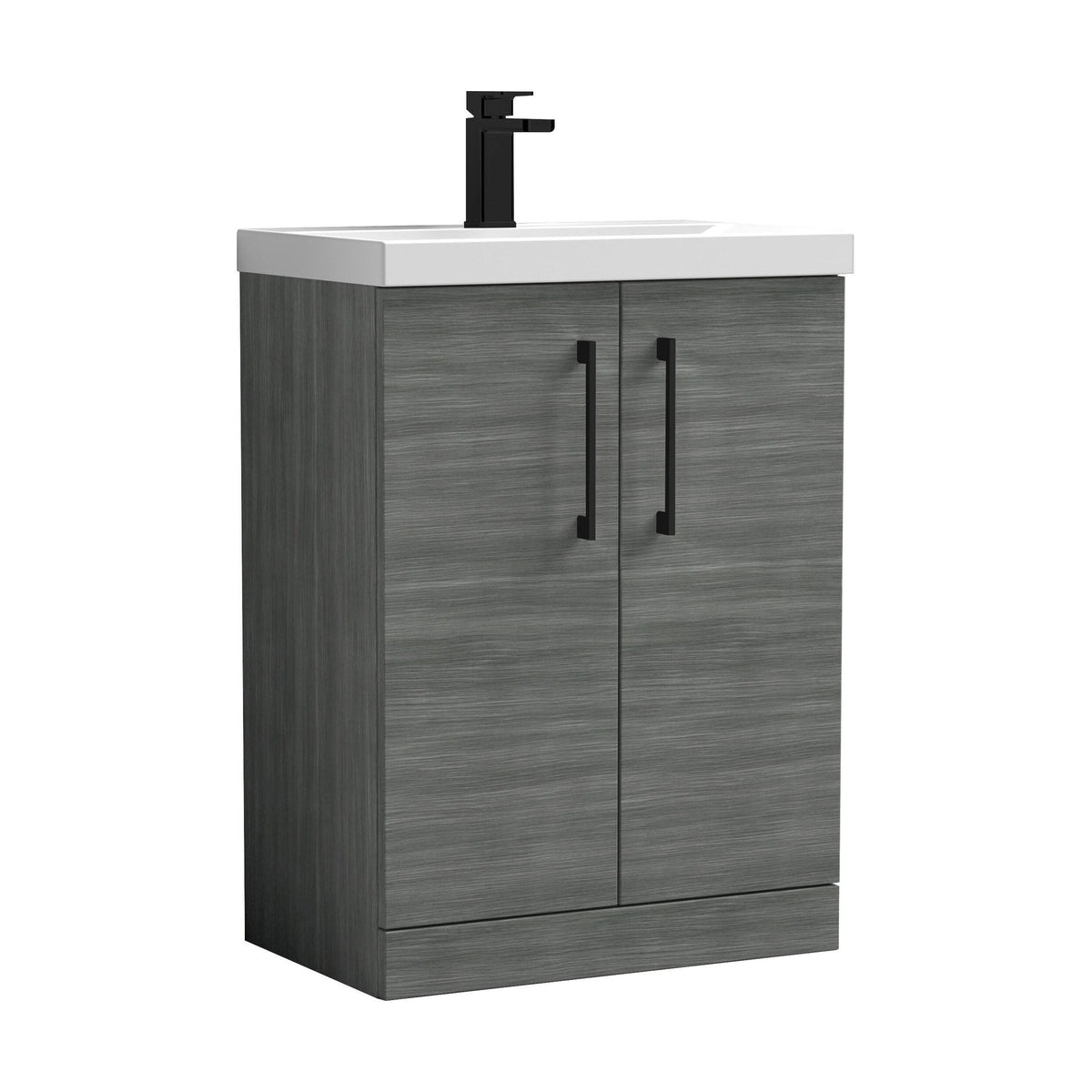 [BALARN503AH018] Bramshall Floor Standing 2 Door Vanity Basin Unit with Mid-Edge Basin, 600mm, Choice of Colour and Handle Finish - Cutout