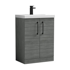 [BALARN503AH018] Bramshall Floor Standing 2 Door Vanity Basin Unit with Mid-Edge Basin, 600mm, Choice of Colour and Handle Finish - Cutout