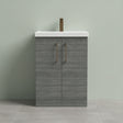 [BALARN503AH1516] Balterley Level Contemporary Bathroom Floor Standing 2-Door Vanity Unit & Mid-Edge Basin, Anthracite Woodgrain, 600mm - Silo