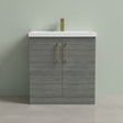 [BALARN505AH017] Balterley Level Contemporary Bathroom Floor Standing 2-Door Vanity Unit & Mid-Edge Basin, Anthracite Woodgrain, 800mm - Silo