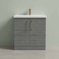 [BALARN505AH017] Bramshall Floor Standing 2 Door Vanity Basin Unit with Mid-Edge Basin, 800mm, Choice of Colour and Handle Finish - Studio Shot