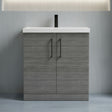 [BALARN505AH018] Balterley Level Contemporary Bathroom Floor Standing 2-Door Vanity Unit & Mid-Edge Basin, Anthracite Woodgrain, 800mm - Silo
