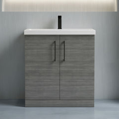 [BALARN505AH018] Bramshall Floor Standing 2 Door Vanity Basin Unit with Mid-Edge Basin, 800mm, Choice of Colour and Handle Finish - Studio Shot
