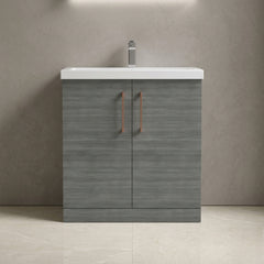 [BALARN505AH019] Bramshall Floor Standing 2 Door Vanity Basin Unit with Mid-Edge Basin, 800mm, Choice of Colour and Handle Finish - Studio Shot