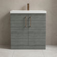 [BALARN505AH1516] Balterley Level Contemporary Bathroom Floor Standing 2-Door Vanity Unit & Mid-Edge Basin, Anthracite Woodgrain, 800mm - Silo