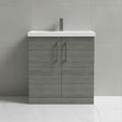 [BALARN505AH716] Balterley Level Contemporary Bathroom Floor Standing 2-Door Vanity Unit & Mid-Edge Basin, Anthracite Woodgrain, 800mm - Silo