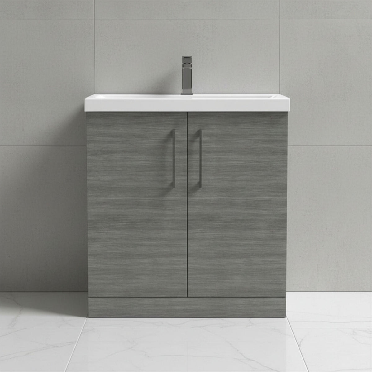 [BALARN505AH716] Bramshall Floor Standing 2 Door Vanity Basin Unit with Mid-Edge Basin, 800mm, Choice of Colour and Handle Finish - Studio Shot