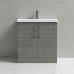 [BALARN505AH716] Bramshall Floor Standing 2 Door Vanity Basin Unit with Mid-Edge Basin, 800mm, Choice of Colour and Handle Finish - Studio Shot