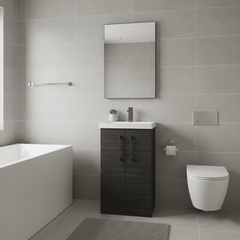 [BALARN601AH017] Bramshall Floor Standing 2 Door Vanity Basin Unit with Mid-Edge Basin, 500mm, Choice of Colour and Handle Finish - Lifestyle 1