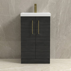 [BALARN601AH017] Bramshall Floor Standing 2 Door Vanity Basin Unit with Mid-Edge Basin, 500mm, Choice of Colour and Handle Finish - Studio Shot