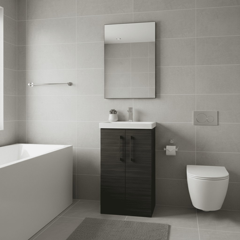 [BALARN601AH019] Bramshall Floor Standing 2 Door Vanity Basin Unit with Mid-Edge Basin, 500mm, Choice of Colour and Handle Finish - Lifestyle 1
