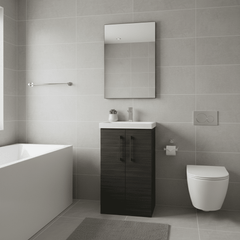 [BALARN601AH019] Bramshall Floor Standing 2 Door Vanity Basin Unit with Mid-Edge Basin, 500mm, Choice of Colour and Handle Finish - Lifestyle 1