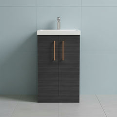 [BALARN601AH019] Bramshall Floor Standing 2 Door Vanity Basin Unit with Mid-Edge Basin, 500mm, Choice of Colour and Handle Finish - Studio Shot