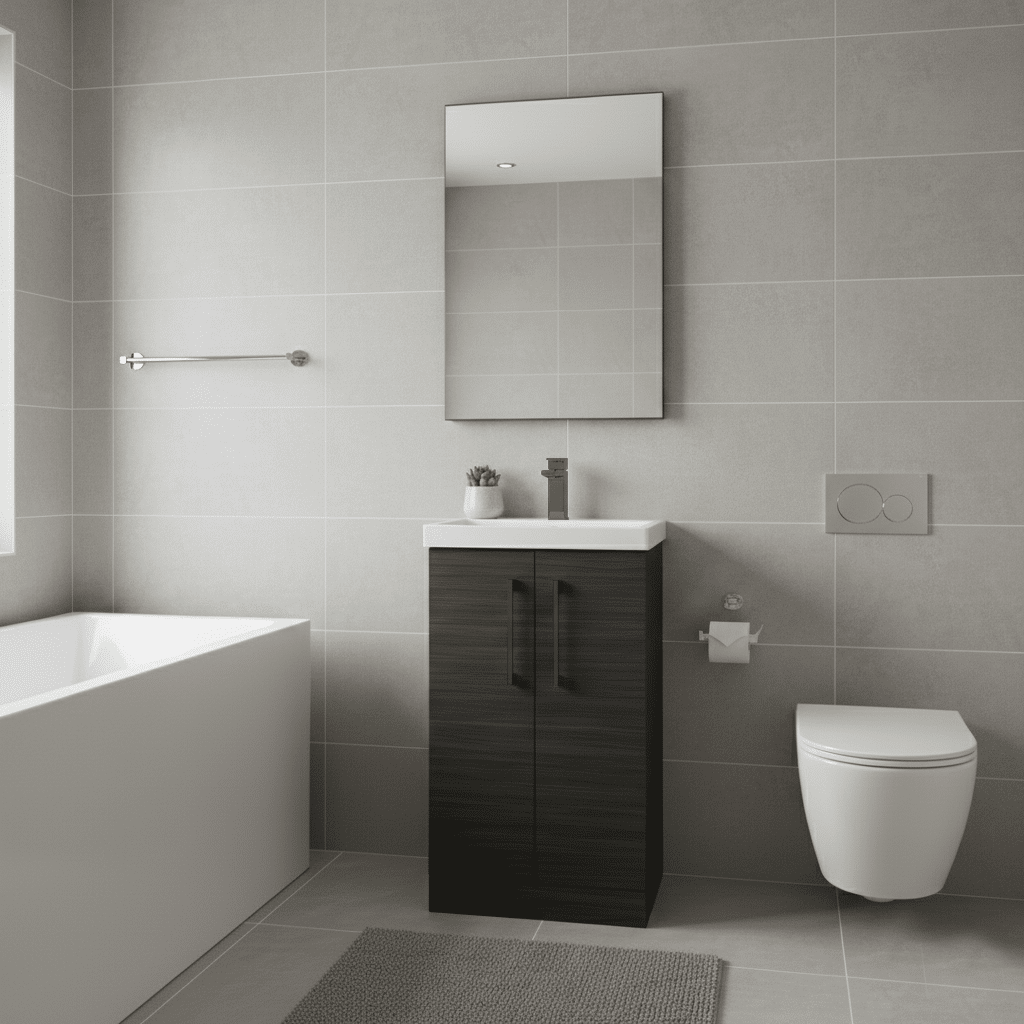 [BALARN601AH716] Bramshall Floor Standing 2 Door Vanity Basin Unit with Mid-Edge Basin, 500mm, Choice of Colour and Handle Finish - Lifestyle 1