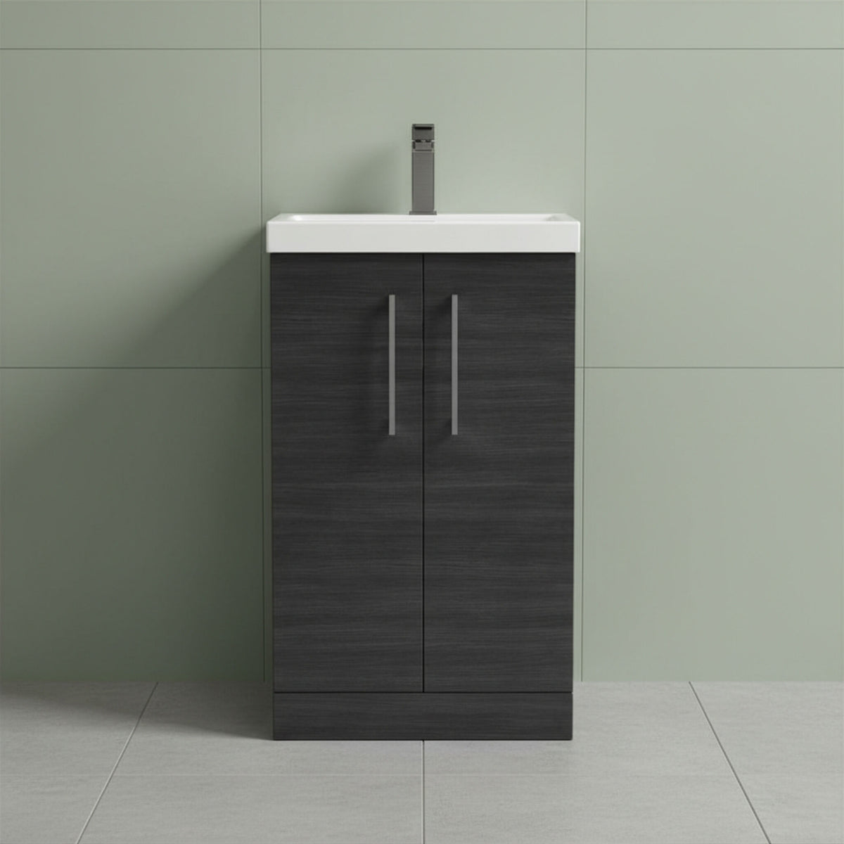 [BALARN601AH716] Bramshall Floor Standing 2 Door Vanity Basin Unit with Mid-Edge Basin, 500mm, Choice of Colour and Handle Finish - Studio Shot