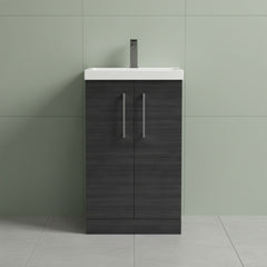 [BALARN601AH716] Bramshall Floor Standing 2 Door Vanity Basin Unit with Mid-Edge Basin, 500mm, Choice of Colour and Handle Finish - Studio Shot