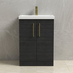 [BALARN603AH017] Bramshall Floor Standing 2 Door Vanity Basin Unit with Mid-Edge Basin, 600mm, Choice of Colour and Handle Finish - Studio Shot