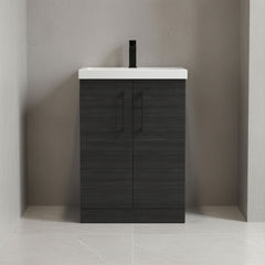 [BALARN603AH018] Bramshall Floor Standing 2 Door Vanity Basin Unit with Mid-Edge Basin, 600mm, Choice of Colour and Handle Finish - Studio Shot