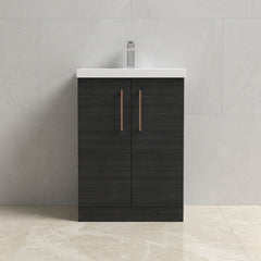 [BALARN603AH019] Bramshall Floor Standing 2 Door Vanity Basin Unit with Mid-Edge Basin, 600mm, Choice of Colour and Handle Finish - Studio Shot