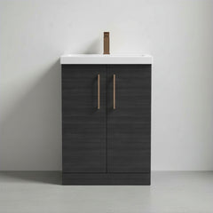 [BALARN603AH1516] Bramshall Floor Standing 2 Door Vanity Basin Unit with Mid-Edge Basin, 600mm, Choice of Colour and Handle Finish - Studio Shot