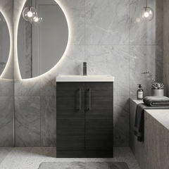 [BALARN603AH716] Bramshall Floor Standing 2 Door Vanity Basin Unit with Mid-Edge Basin, 600mm, Choice of Colour and Handle Finish - Lifestyle 1