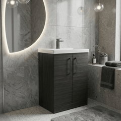 [BALARN603AH716] Bramshall Floor Standing 2 Door Vanity Basin Unit with Mid-Edge Basin, 600mm, Choice of Colour and Handle Finish - Lifestyle 2