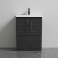 [BALARN603AH716] Bramshall Floor Standing 2 Door Vanity Basin Unit with Mid-Edge Basin, 600mm, Choice of Colour and Handle Finish - Studio Shot