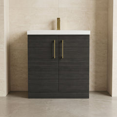 [BALARN605AH017] Bramshall Floor Standing 2 Door Vanity Basin Unit with Mid-Edge Basin, 800mm, Choice of Colour and Handle Finish - Studio Shot
