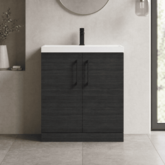 [BALARN605AH018] Bramshall Floor Standing 2 Door Vanity Basin Unit with Mid-Edge Basin, 800mm, Choice of Colour and Handle Finish - Lifestyle 1