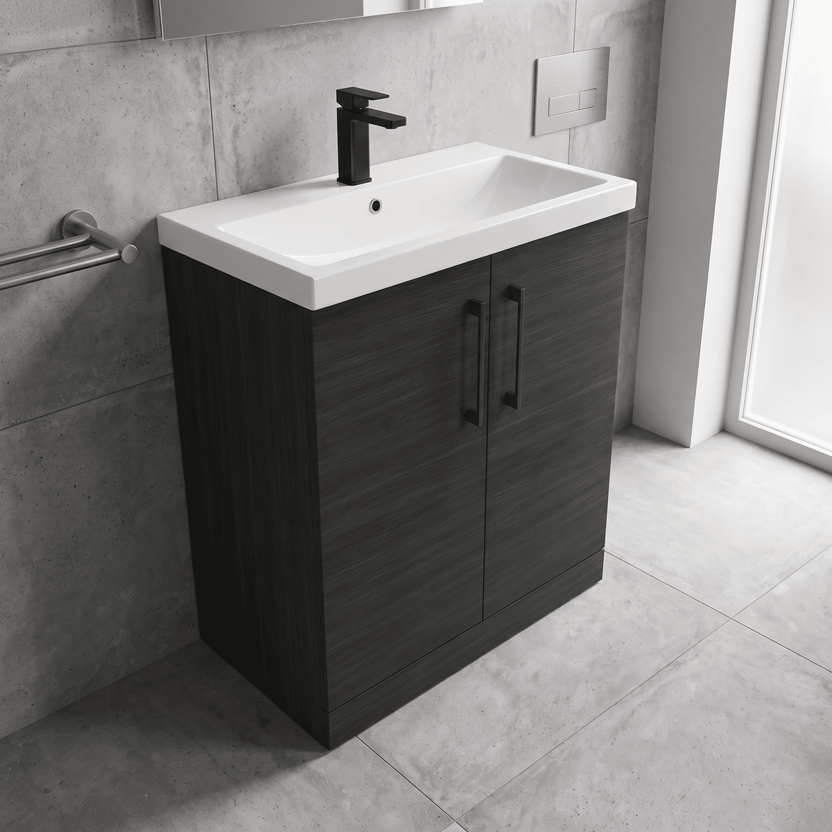 [BALARN605AH018] Bramshall Floor Standing 2 Door Vanity Basin Unit with Mid-Edge Basin, 800mm, Choice of Colour and Handle Finish - Lifestyle 2