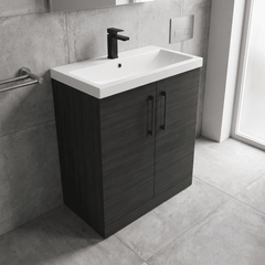 [BALARN605AH018] Bramshall Floor Standing 2 Door Vanity Basin Unit with Mid-Edge Basin, 800mm, Choice of Colour and Handle Finish - Lifestyle 2