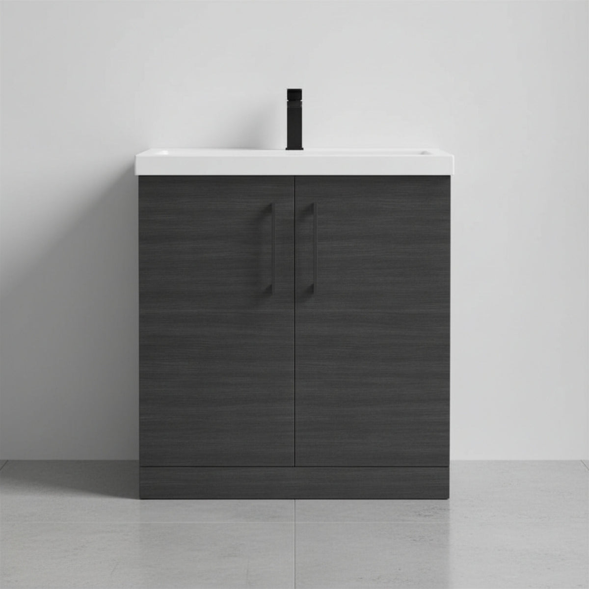 [BALARN605AH018] Bramshall Floor Standing 2 Door Vanity Basin Unit with Mid-Edge Basin, 800mm, Choice of Colour and Handle Finish - Studio Shot
