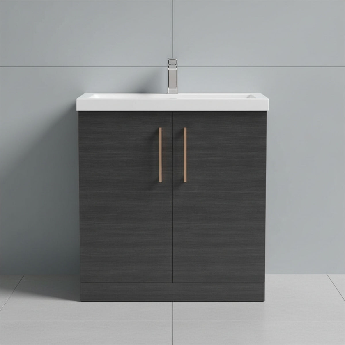 [BALARN605AH019] Bramshall Floor Standing 2 Door Vanity Basin Unit with Mid-Edge Basin, 800mm, Choice of Colour and Handle Finish - Studio Shot