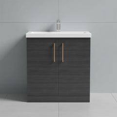 [BALARN605AH019] Bramshall Floor Standing 2 Door Vanity Basin Unit with Mid-Edge Basin, 800mm, Choice of Colour and Handle Finish - Studio Shot