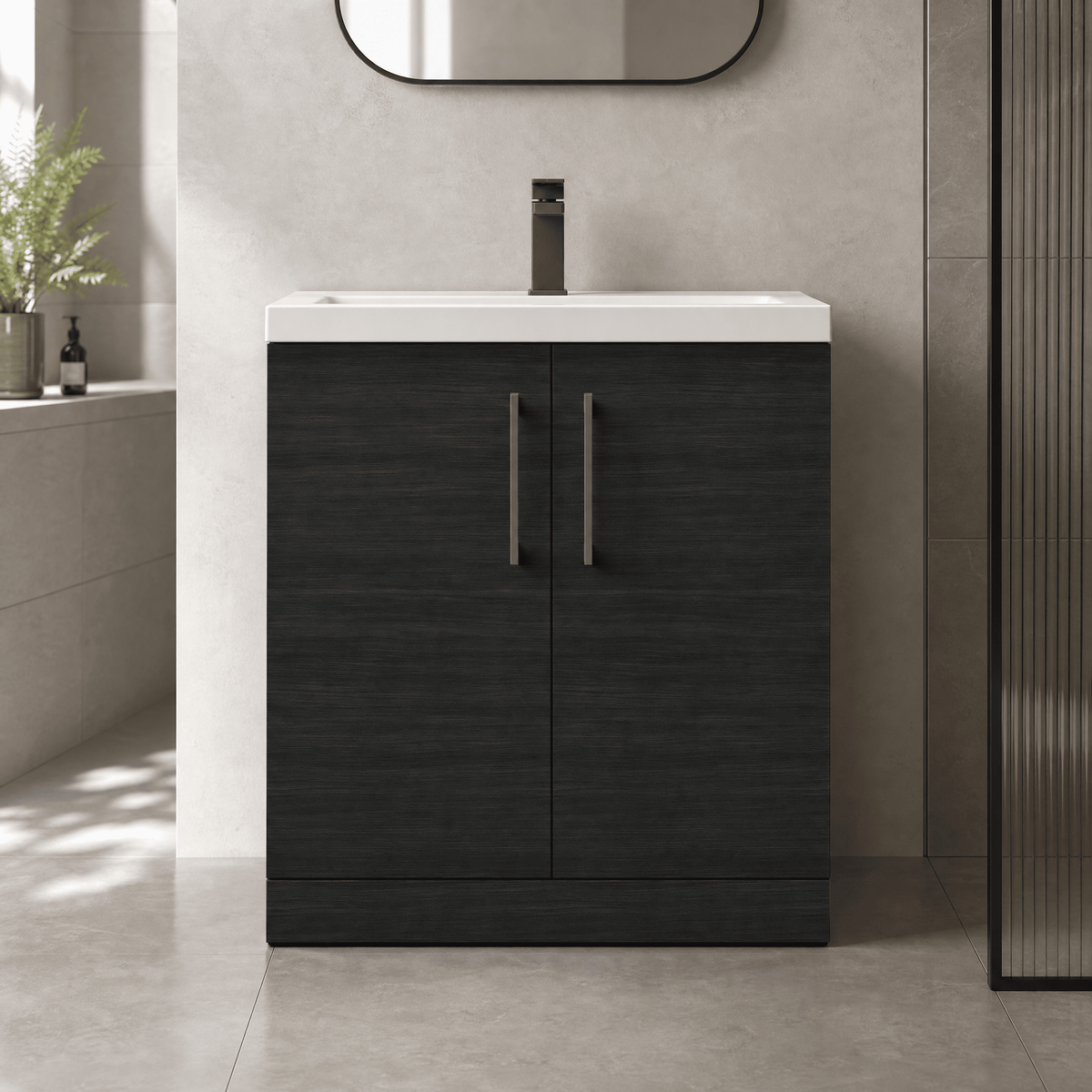 [BALARN605AH716] Bramshall Floor Standing 2 Door Vanity Basin Unit with Mid-Edge Basin, 800mm, Choice of Colour and Handle Finish - Lifestyle 1