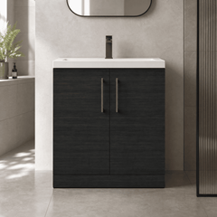 [BALARN605AH716] Bramshall Floor Standing 2 Door Vanity Basin Unit with Mid-Edge Basin, 800mm, Choice of Colour and Handle Finish - Lifestyle 1