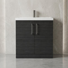 [BALARN605AH716] Bramshall Floor Standing 2 Door Vanity Basin Unit with Mid-Edge Basin, 800mm, Choice of Colour and Handle Finish - Studio Shot