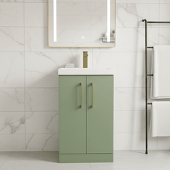 [BALARN801AH017] Bramshall Floor Standing 2 Door Vanity Basin Unit with Mid-Edge Basin, 500mm, Choice of Colour and Handle Finish - Lifestyle 1