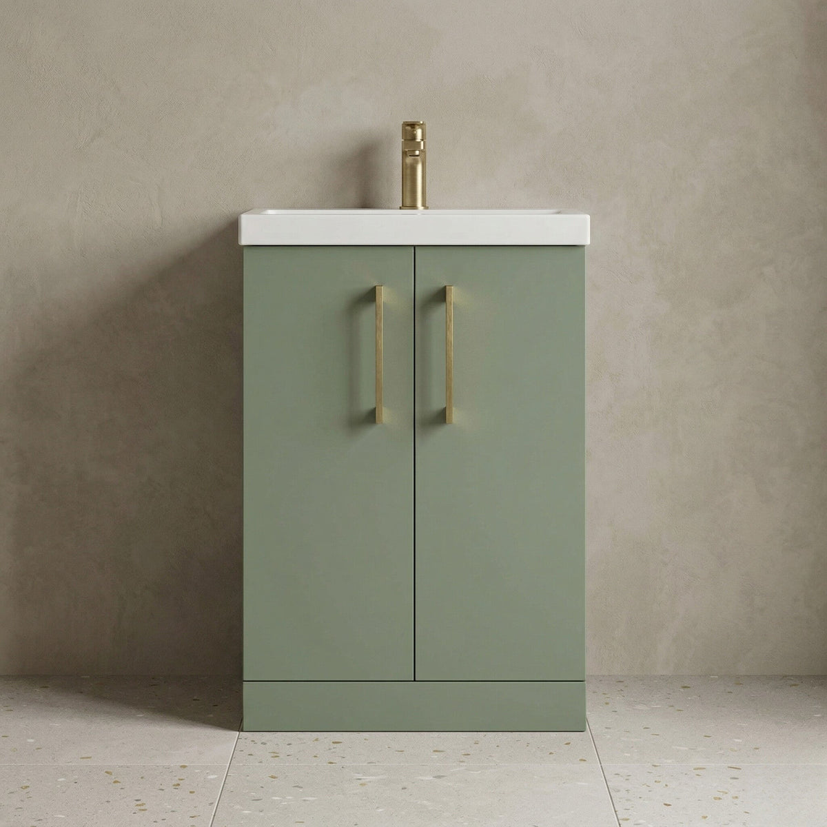 [BALARN801AH017] Bramshall Floor Standing 2 Door Vanity Basin Unit with Mid-Edge Basin, 500mm, Choice of Colour and Handle Finish - Studio Shot