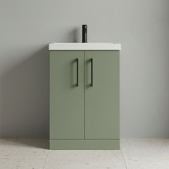 [BALARN801AH018] Bramshall Floor Standing 2 Door Vanity Basin Unit with Mid-Edge Basin, 500mm, Choice of Colour and Handle Finish - Studio Shot