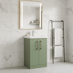 [BALARN801AH019] Bramshall Floor Standing 2 Door Vanity Basin Unit with Mid-Edge Basin, 500mm, Choice of Colour and Handle Finish - Lifestyle 2