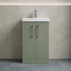[BALARN801AH019] Bramshall Floor Standing 2 Door Vanity Basin Unit with Mid-Edge Basin, 500mm, Choice of Colour and Handle Finish - Studio Shot