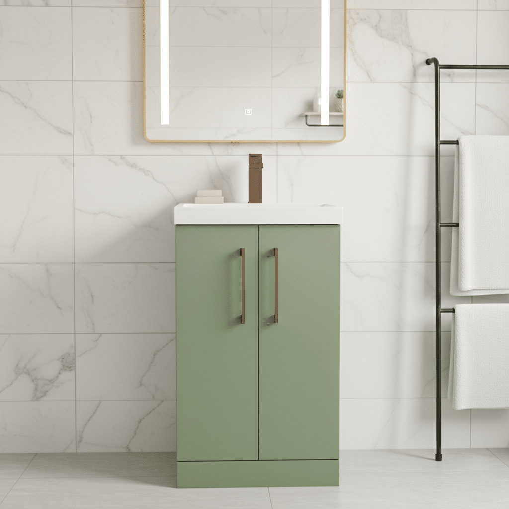 [BALARN801AH1516] Bramshall Floor Standing 2 Door Vanity Basin Unit with Mid-Edge Basin, 500mm, Choice of Colour and Handle Finish - Lifestyle 1