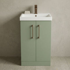 [BALARN801AH1516] Bramshall Floor Standing 2 Door Vanity Basin Unit with Mid-Edge Basin, 500mm, Choice of Colour and Handle Finish - Studio Shot