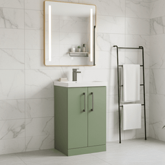 [BALARN801AH716] Bramshall Floor Standing 2 Door Vanity Basin Unit with Mid-Edge Basin, 500mm, Choice of Colour and Handle Finish - Lifestyle 2