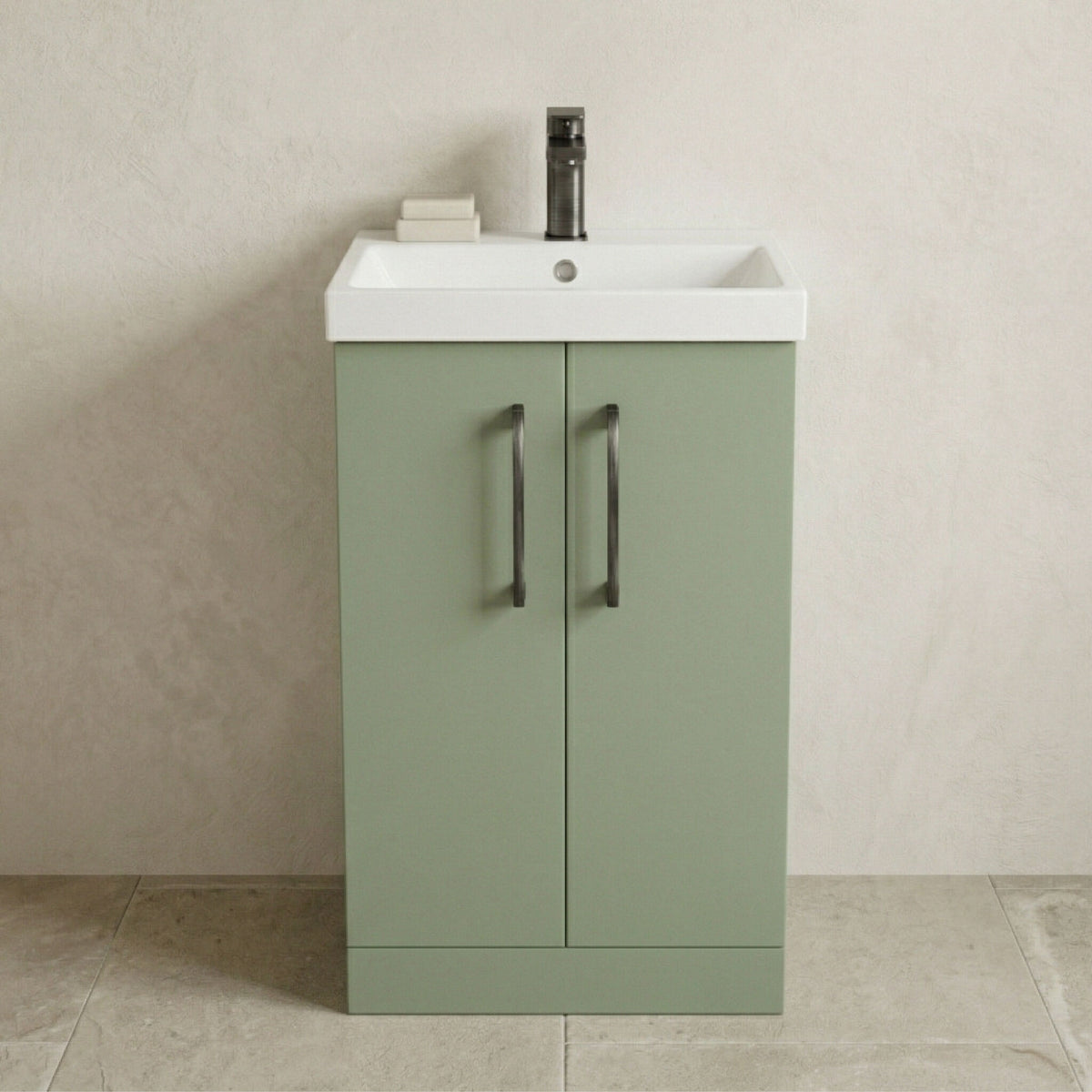 [BALARN801AH716] Bramshall Floor Standing 2 Door Vanity Basin Unit with Mid-Edge Basin, 500mm, Choice of Colour and Handle Finish - Studio Shot