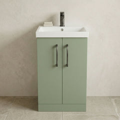 [BALARN801AH716] Bramshall Floor Standing 2 Door Vanity Basin Unit with Mid-Edge Basin, 500mm, Choice of Colour and Handle Finish - Studio Shot