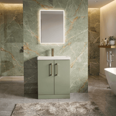 [BALARN803AH017] Bramshall Floor Standing 2 Door Vanity Basin Unit with Mid-Edge Basin, 600mm, Choice of Colour and Handle Finish - Lifestyle 1