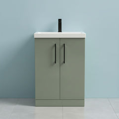 [BALARN803AH018] Bramshall Floor Standing 2 Door Vanity Basin Unit with Mid-Edge Basin, 600mm, Choice of Colour and Handle Finish - Studio Shot
